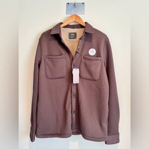 Nomad Flynn Shirt Jacket Mens Small Brown Sherpa Lined Twill Cotton Cozy NTW